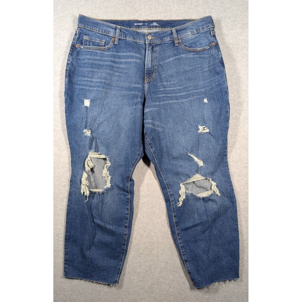 Old Navy Women‎ Jeans 20x27 High Rise Curvy OG Straight Distress Raw Hems